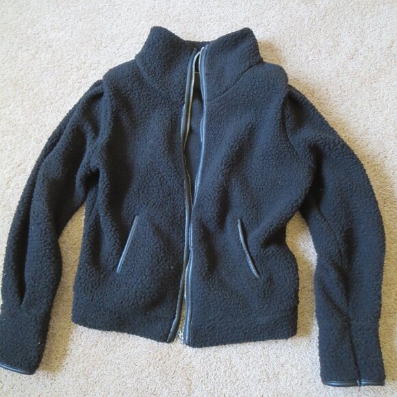 Express Fleece Jacket Women’s Black Full Zip Sherpa, Size=S/P - Picture 1 of 3